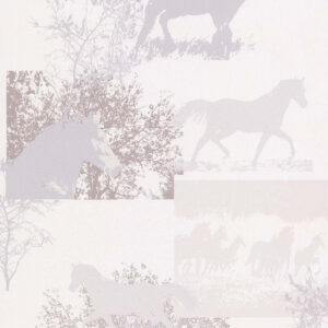 Papel de parede Les Aventures 3 11101706 Cavalos Tom Branco Cinza e Bege