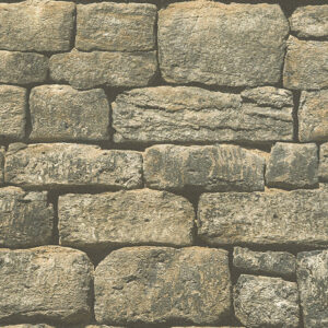 Papel de Parede Vinílico Wood'N Stone 2 307221 Imitação Pedra Tom de Bege claro e Preto