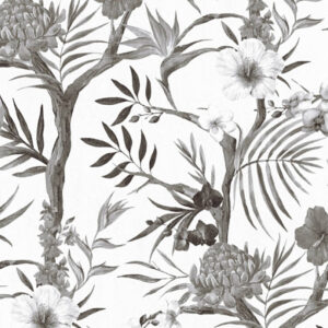 Papel de Parede Vinílico Wood'N Stone 2 362022 Galhos / Floral Tom Branco, Cinza e Preto
