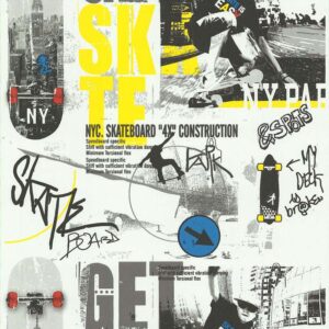 Papel de parede Les Aventures 3 51140102 Teenager / Skatistas – Tom Branco Cinza Preto Amarelo Vermelho e Azul