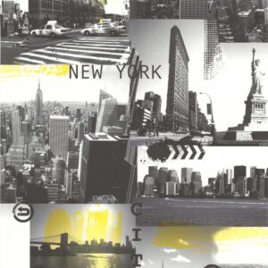 Papel de parede Les Aventures 3 51161502 New York City Tons de Cinza, Preto e Amarelo