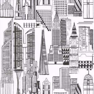 Papel de parede Les Aventures 3 51164109 Cidades Tom Branco e Preto