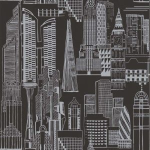 Papel de parede Les Aventures 3 51164119 Cidades Tom Prata e Preto