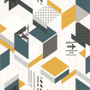 Papel de parede Les Aventures 3 51164402 Geométrico Tom Branco Verde Amarelo Prata e Preto