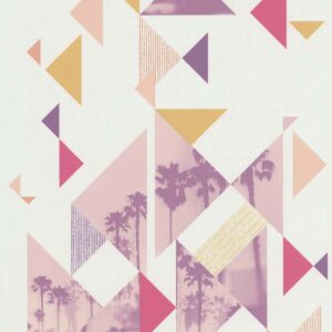 Papel de parede Les Aventures 3 51165003 Geométrico Tons de Rosa, Lilás, Branco e Amarelo