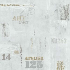 Papel de parede Les Aventures 3 51165209 Teenager / Escritas e Números Tons de Cinza Prata e Dourado