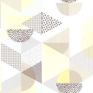 Papel de parede Les Aventures 3 51171802 Geométrico Tom Branco, Cinza, Amarelo e Preto