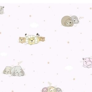 Papel de Parede Infantil Treboli 5812 Rosa Animais Dormindo | Consultar disponibilidade do Produto |