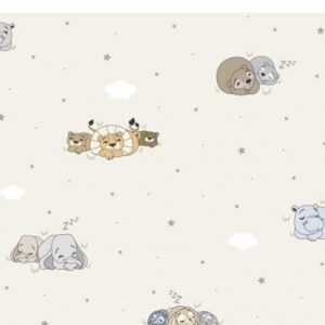 Papel de Parede Infantil Treboli 5813 Bege Animais Dormindo | Consultar disponibilidade do Produto |