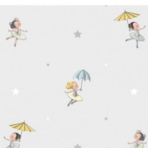 Papel de Parede Infantil Treboli 5821 Cinza Bailarinas | Consultar disponibilidade do Produto |