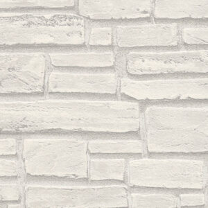 Papel de Parede Vinílico Wood'N Stone 2 662316 Imitação Pedra Tom Branco e Cinza