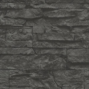 Papel de Parede Vinílico Wood'N Stone 2 707123 Imitação Pedra Tom Preto