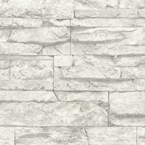 Papel de Parede Vinílico Wood'N Stone 2 707161 Imitação Pedra Tom Branco e Cinza