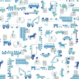 Papel De Parede Infantil Brincar 3636 Carro Caminhão Azul “Consultar disponibilidade do Produto”