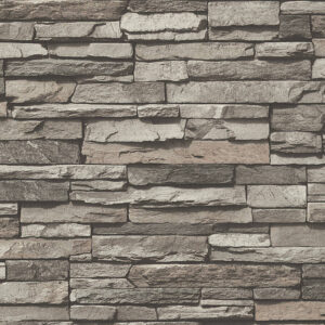 Papel de Parede Vinílico Wood'N Stone 2 958331 Imitação Filete de Pedra Tom de Bege, Cinza e Preto