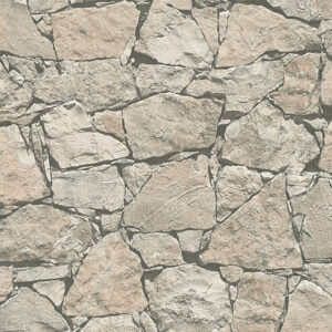 Papel de Parede Vinílico Wood'N Stone 2 958632 Imitação Pedra Tom de Bege, Cinza e Preto