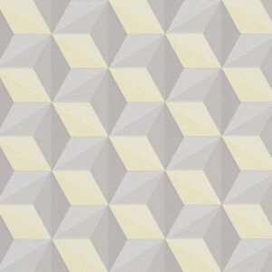 Papel de Parede Vinílico Life 4 962553 Geométrico com leve brilho Tons de Cinza e Amarelo