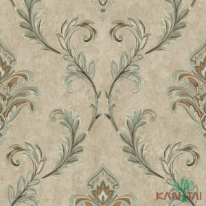 Papel De Parede Poet Chart 3 PT970902R Arabesco Verde Bege