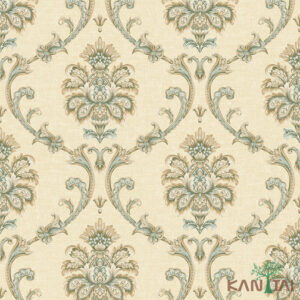 Papel De Parede Poet Chart 3 PT971101R Arabesco Verde Bege