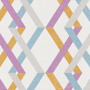 Papel de Parede Vinílico Linen Style 367591 Geométrico Azul, Cinza, Violeta e Laranja “Consultar disponibilidade do Produto 19 9 8750-5835”