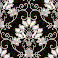 Papel de parede Florence Preto Medalhao FR87216