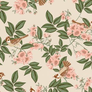 Papel de Parede Contemporâneo 4112 Romântico Floral Bege “Consultar disponibilidade do Produto"