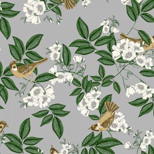 Papel de Parede Contemporâneo 4113 Romântico Floral Cinza “Consultar disponibilidade do Produto"