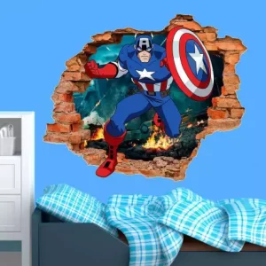 Adesivo de Parede Buraco Falso 3D Capitão América 01 122cm x 100cm | Consultar Prazo de Produção e envio |