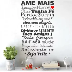 Adesivo Decorativo de Parede Frase Ame Mais Imagine Coração Frase | Consultar disponibilidade do Produto |