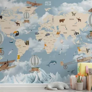 Adesivo de Parede Mapa-múndi Animais nos Países MP | Consultar disponibilidade do Produto |