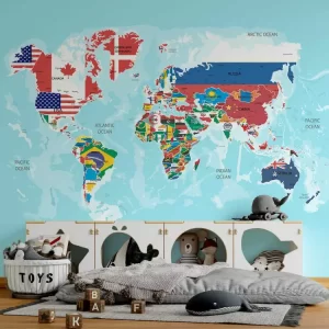 Adesivo de Parede Foto Mural Mapa-Múndi Bandeira dos Países MP | Consultar Prazo de Produção e envio |