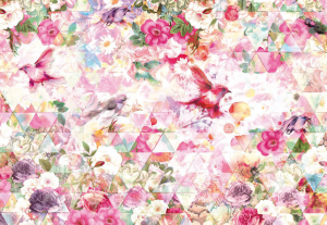 Painel Fotográfico 4-019 geométrica Rosa com Flores e Pássaros | Consultar disponibilidade do Produto |