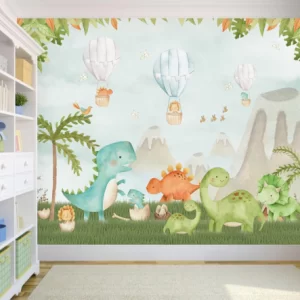 Papel de Parede Adesivo Dinossauro Baby Aquarela Personalizado | Consultar Prazo de Produção e envio |