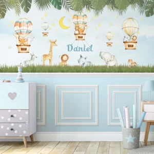 Papel de Parede Adesivo Safari Aquarela Azul | Consultar Prazo de Produção e envio |