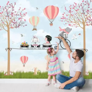 Papel de Parede Adesivo Safari Menina Azul | Consultar Prazo de Produção e envio |