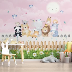 Papel de Parede Adesivo Safari Cute Rosa | Consultar Prazo de Produção e envio |