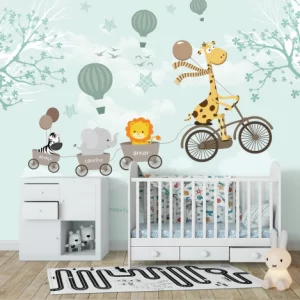 Papel de Parede Adesivo Safari Girafa Verde | Consultar Prazo de Produção e envio |