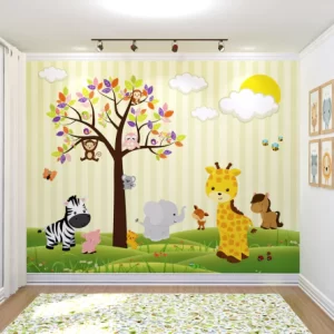 Papel de Parede Adesivo Safari Girafa Verde | Consultar Prazo de Produção e envio |