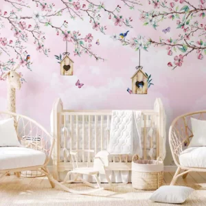Papel de Parede Adesivo Jardim Encantado Rosa | Consultar Prazo de Produção e envio |