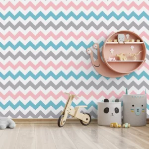 Papel de Parede Adesivo Chevron Rosa e Verde Personalizado | Consultar Prazo de Produção e envio |