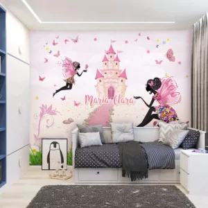 Papel de Parede Adesivo Fadas Borboleta Rosa Personalizado | Consultar Prazo de Produção e envio |