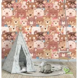Papel de Parede Adesivo Família Ursos Feliz Personalizado | Consultar Prazo de Produção e envio|