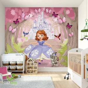 Papel de Parede Adesivo Floresta Rosa Princesinha Sofia Personalizado | Consultar Prazo de Produção e envio |