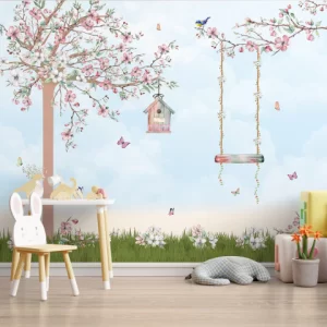 Papel de Parede Adesivo Jardim Encantado Com Balaço | Consultar Prazo de Produção e envio |