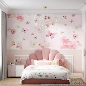Papel de Parede Adesivo Jardim Encantado Flores e Borboletas | Consultar Prazo de Produção e envio |