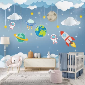Papel de Parede Adesivo Astronauta Azul | Consultar Prazo de Produção e envio |