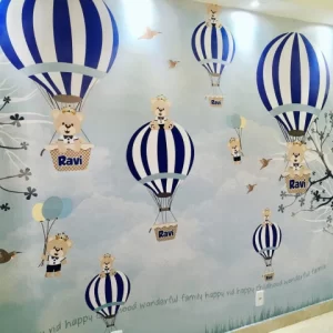 Papel de Parede Adesivo Urso Baloeiro Azul Personalizado | Consultar Prazo de Produção e envio |