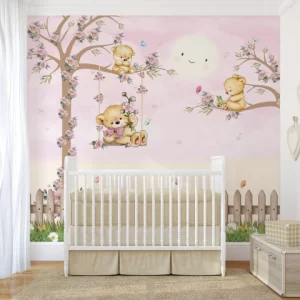 Papel de Parede Adesivo Urso Fofo Soft Color Rosa Personalizado | Consultar Prazo de Produção e envio |