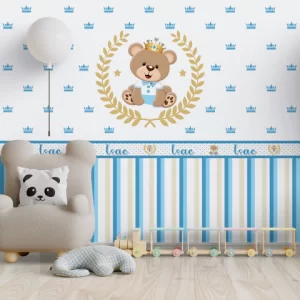 Papel de Parede Adesivo Urso Príncipe Azul Soft Baby Personalizado | Consultar Prazo de Produção e envio |