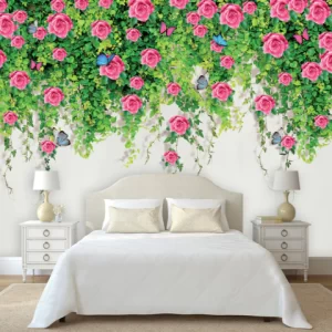 Papel de Parede Adesivo Jardim Suspenso Floral e Borboletas | Consultar Prazo de Produção e envio |